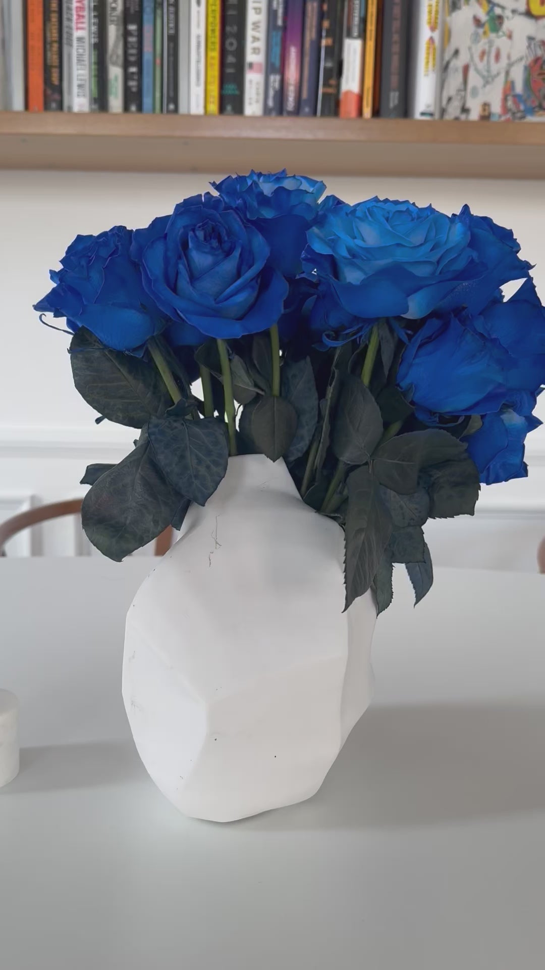 Blue Astral Roses in Vase