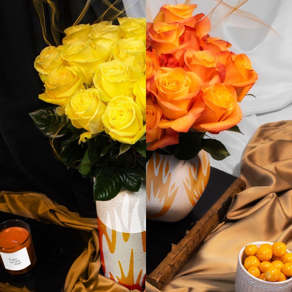 Solar Flare Rose Box - 50 Roses – Roses del fuego